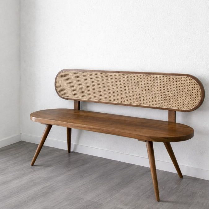 Bangku Bangku santai, Kursi Panjang Tropis Bench Rotan / Bangku Panjang Minimalis Retro/furniture tr