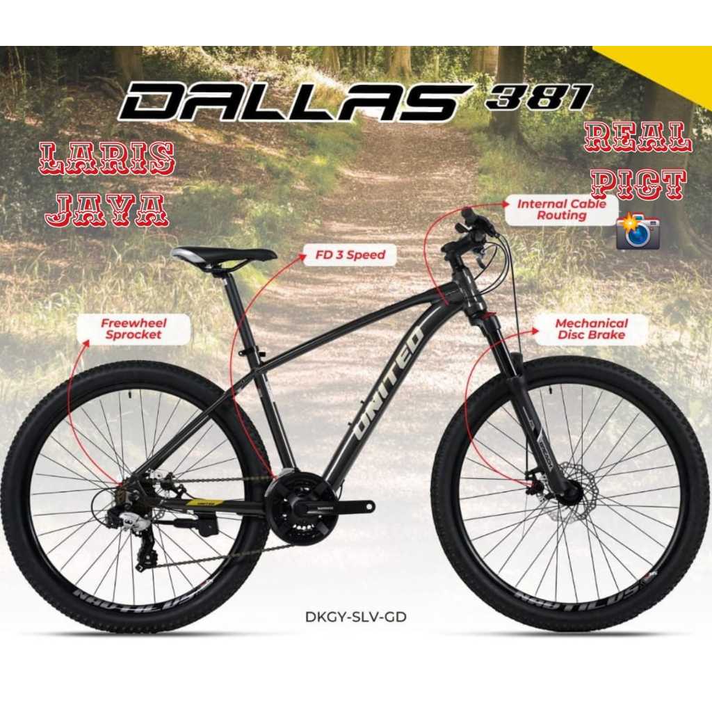 Sepeda Mtb 27.5 Inch United Dallas  381 Cakram By united 3x8 speed Terbaru united dallas 2.0 promo