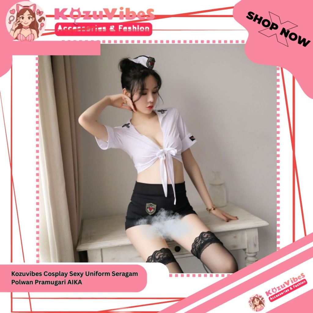 Kozuvibes Cosplay Sexy Uniform Seragam Polwan Polisi Pramugari AIKA