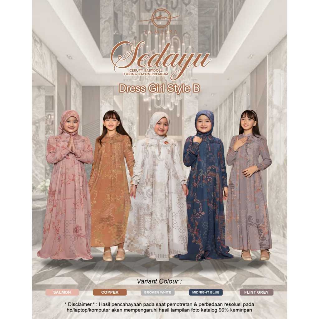 SEDAYU FAMSET GIRL STYLE B by Zameera Ori Terbaru, Gamis Anak Kekinian, Gamis Motif, Gamis Ceruty Ba