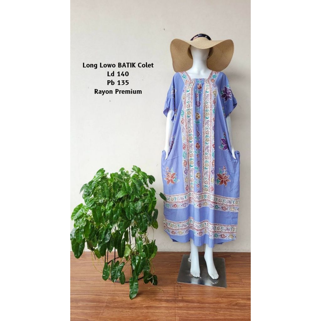CANGKIR Long Lowo Batik Colet Ld 140 Pb 137 Daster Rayon Premium Dada Karet Jumbo Non Busui Adem Teb