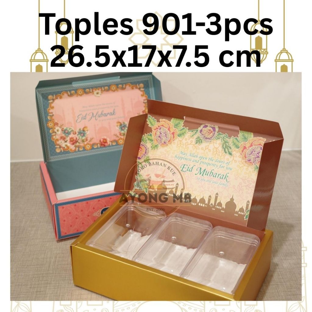 BOX HAMPERS LEBARAN UNTUK TOPLES 901 3PCS / KOTAK HAMPERS LEBARAN
