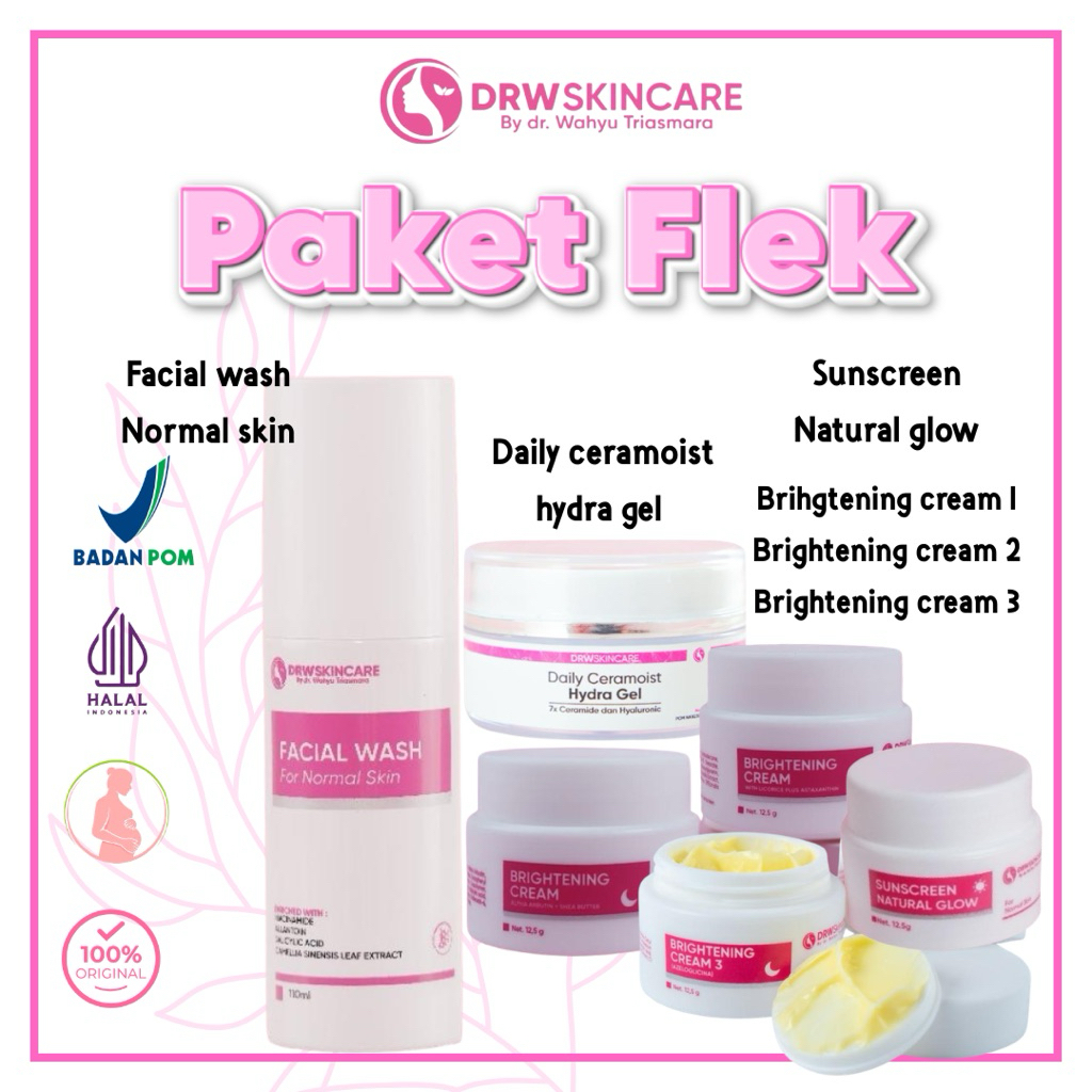 DRW Skincare Paket Flek Berat Sedang Ringan Membantu Memudarkan Flek Hitam Kusam Bekas Jerawat Wajah