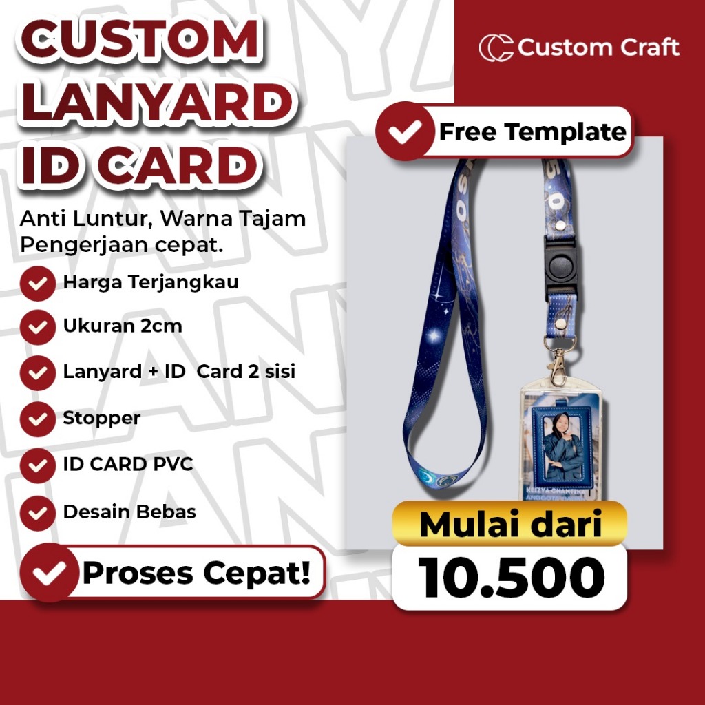 Paket Lengkap Lanyard ID Card Custom Kilat Cepat | CUSTOM LANYARD ID CARD 2 SISI BOLAK BALIK NAMETAG