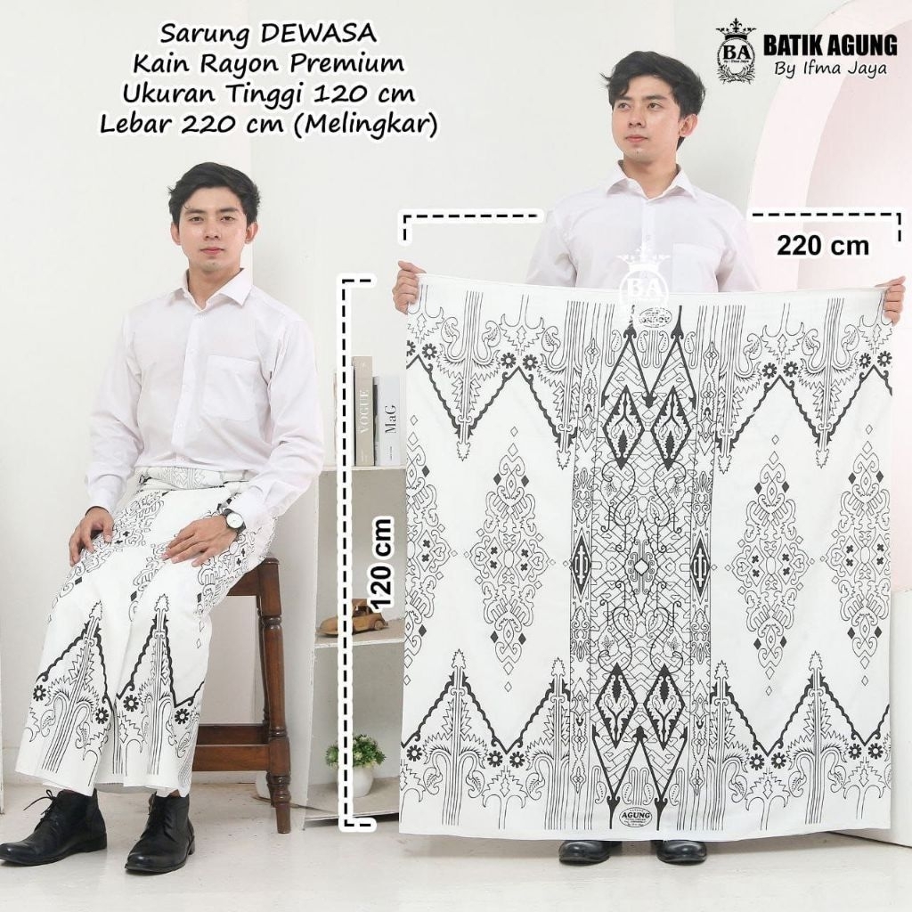 sarung batik goyor rayon premium putih series jumbo