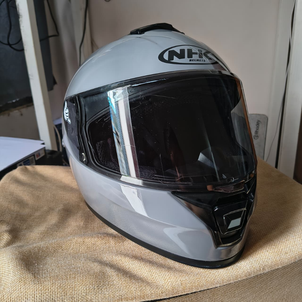 [Bekas] Helm Full Face NHK Mark 1 One Elite Like New Mulus Abu Abu Gray Gloss Size L Single Visor RH