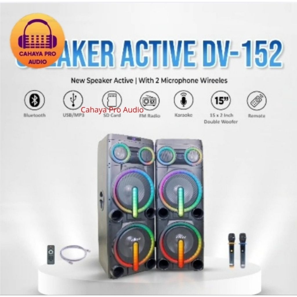 Speaker Aktif Pasif DAT DV - 152 DV152 Original 15 Inch x 2 Active Passive