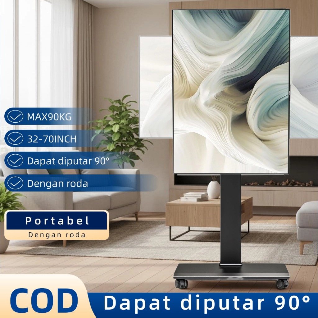 Bracket TV Stand 32-70Inch Bracket Standing Dapat Diputar 90° Berputar Breket TV Multifungsi Kuat Da