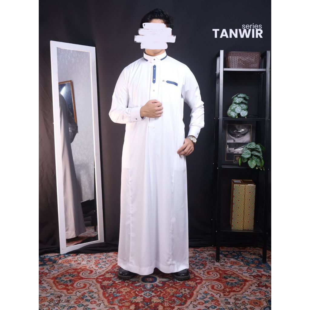 Al Noor Jubah Dewasa TC Tanwir Putih Bahan Poliester  Premium Jahitan Rapi Lengan Panjang Manset Ker