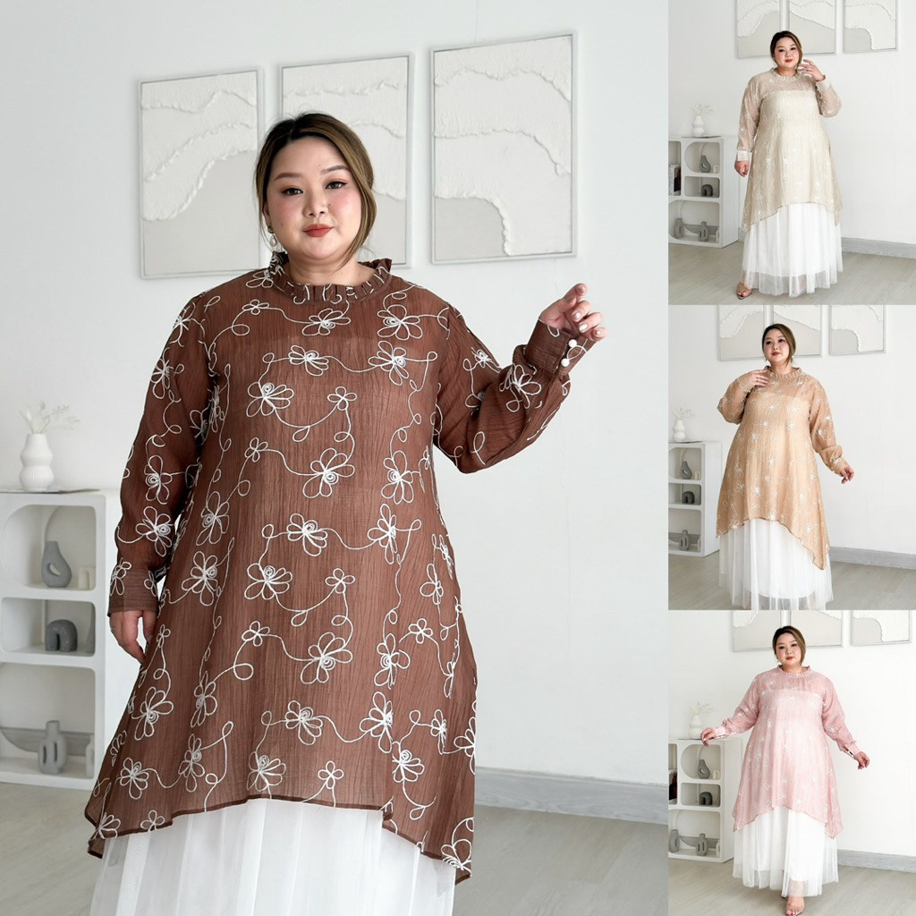 SHEILLA Bigsize Tunik Lebaran | Tunik Lebaran Jumbo | Baju Lebaran Wanita Jumbo | Baju Raya Bigsize 