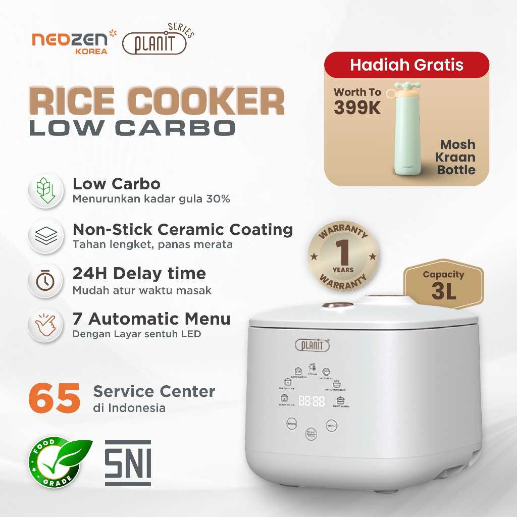 NEOZEN x PLANIT LOW CARBO RICE COOKER MULTIFUNGSI  - MULTI COOKER LOW WATT - SLOW COOKER 7 IN 1