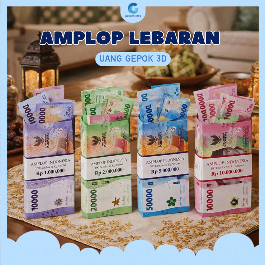 Amplop Lebaran Uang Gepok 3D Unik