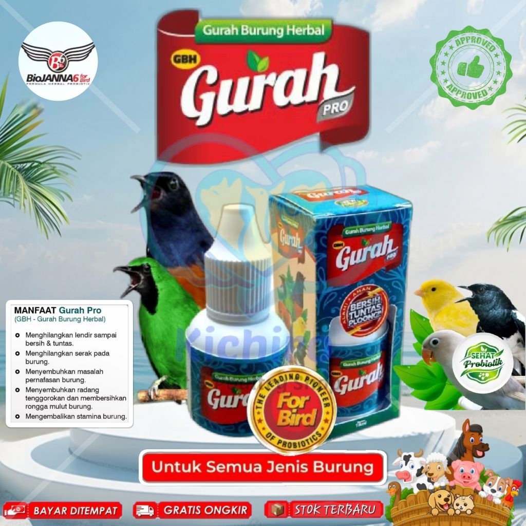Gurah Pro Isi 18 Ml Biojanna / Biojana Obat Burung Dengan Formula Herbal, Mengatasi Radang Tenggorok