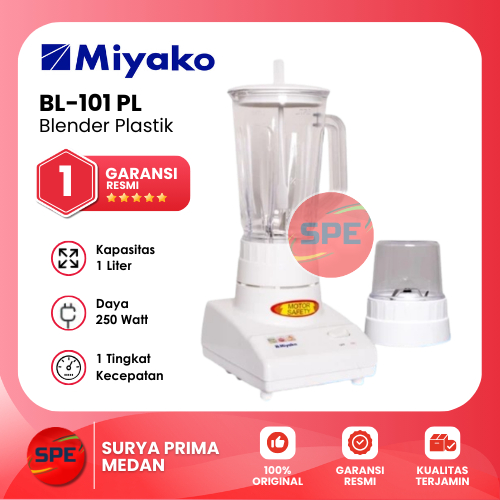 BLENDER PLASTIK MIYAKO KAPASITAS 1 LITER BL-101 PL GARANSI RESMI (MEDAN)