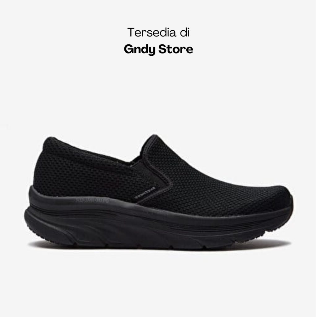 Sepatu Slip On Pria Skechers Dlux Walker 232262/BBK Full Black Men