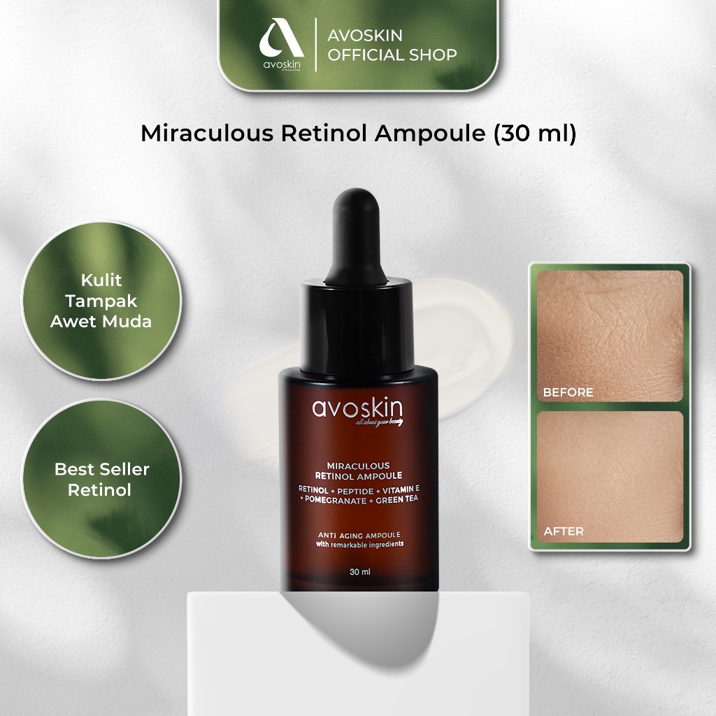 Ampoule Avoskin Miraculous Retinol 30ml - Anti Aging & Samarkan Kerutan