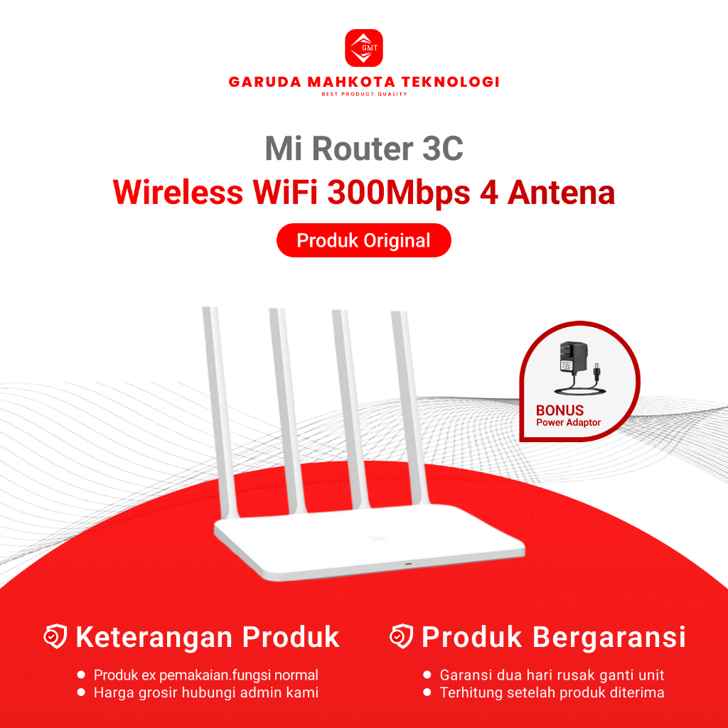 Xiaomi Mi Router 3C Wireless WiFi 300Mbps 4 Antena / Router Bekas Original Bonus Adaptor