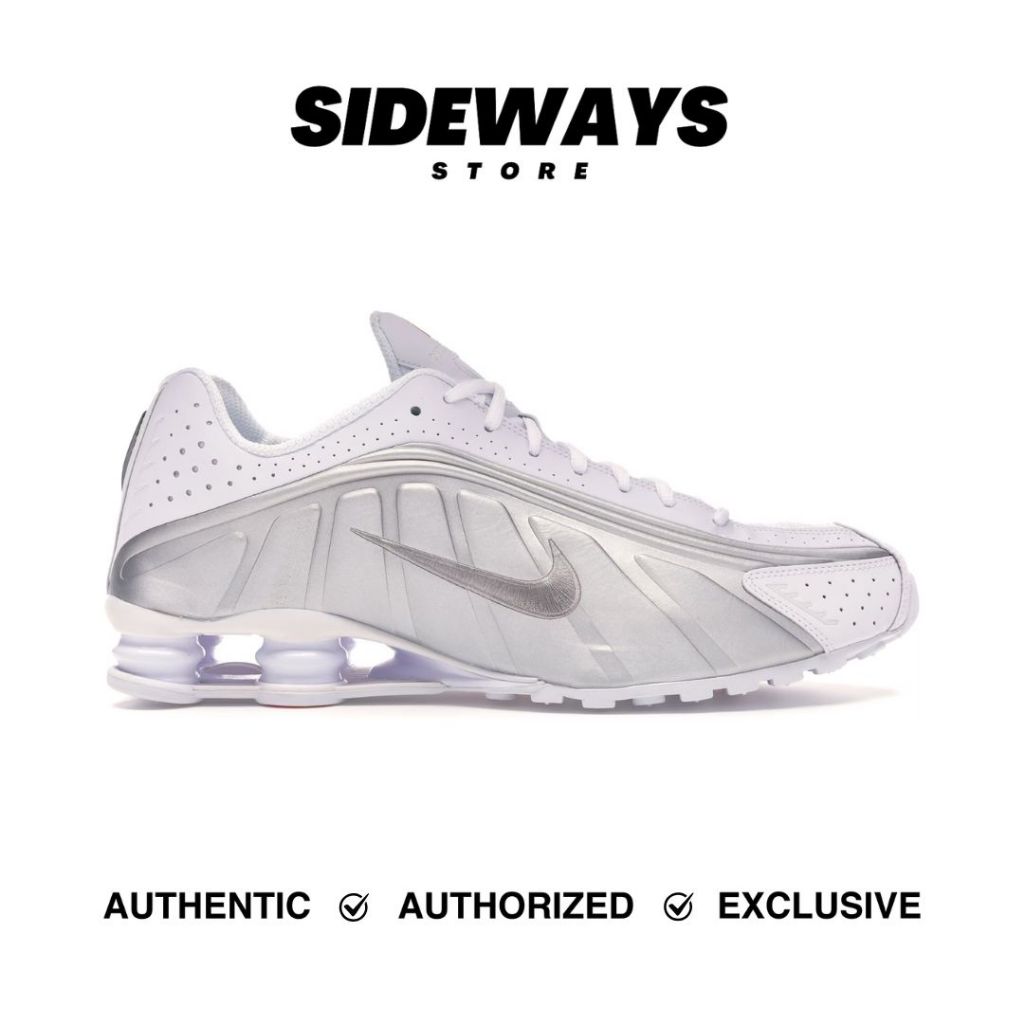 Nike Shox R4 White Metallic Silver - 100% Original Guarantee