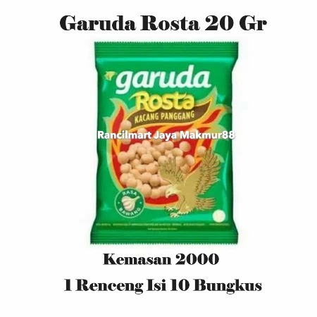 Garuda Rosta Kacang Panggang 1 Renceng Isi 10 Bks x 24 Gr | Rasa Bawang