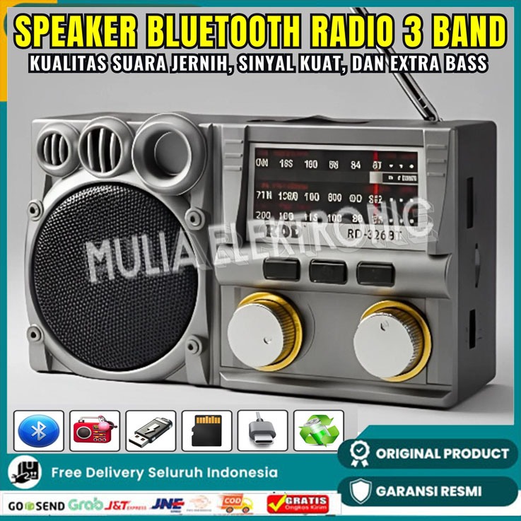 Radio Speaker FLECO F-327B / RD-326BT FM/AM/SW 3 Band Speaker Radio Bluetooth