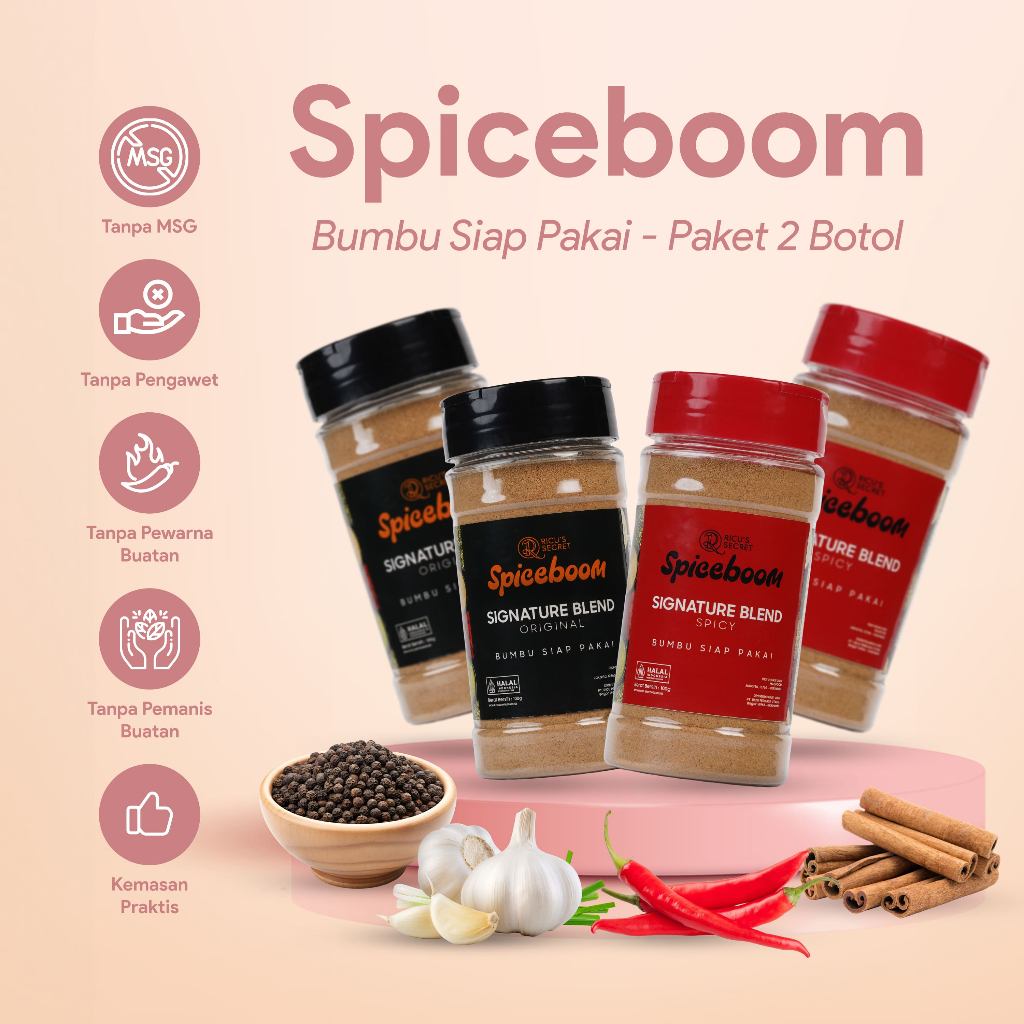 RICU'S SECRET 2 Botol Spiceboom Signature Blend Original atau Spicy/Pedas 100gr Bumbu Siap Saji Dry 