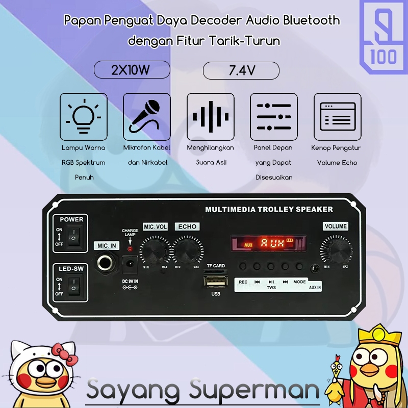 Rakitan Power Amplifier Bluetooth 2x10W 7.4V dengan Fitur Karaoke Penghilang Suara Asli + Reverb Gan