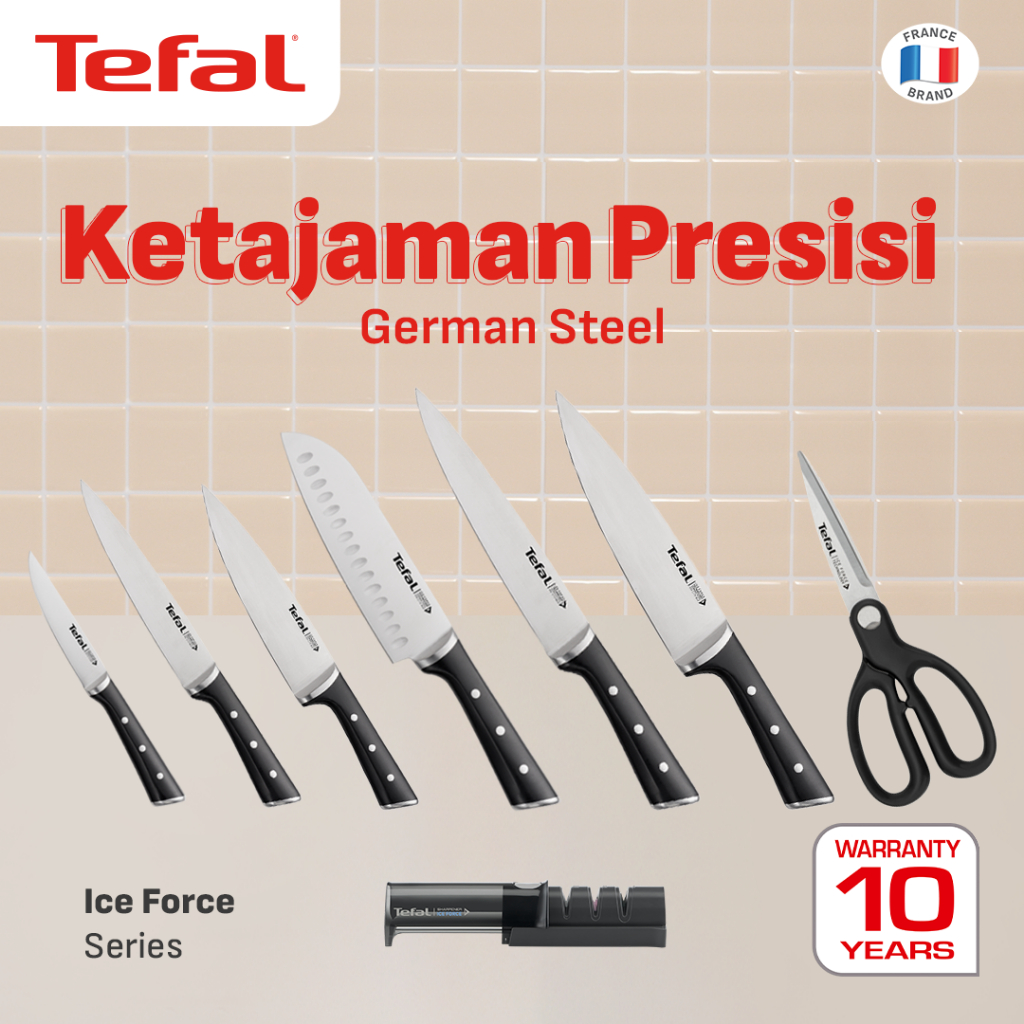 [ Kualitas Premium ] Tefal Ice Force Pisau Dapur 9 11 15 18 20 CM / Gunting Stainless Steel / 2 Kali
