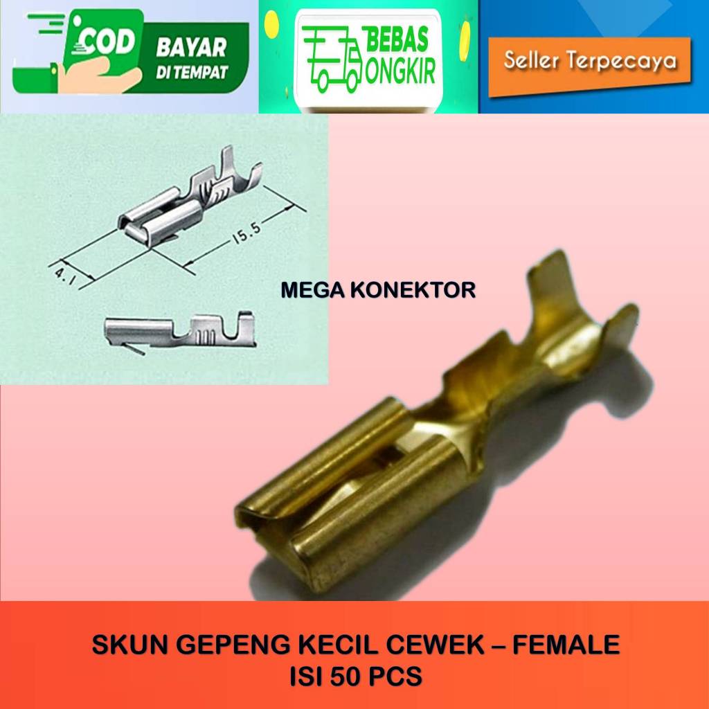 ISI 50 PCS SKUN SOKET GEPENG KECIL FEMALE / SKUN KABEL GEPENG KECIL CEWEK