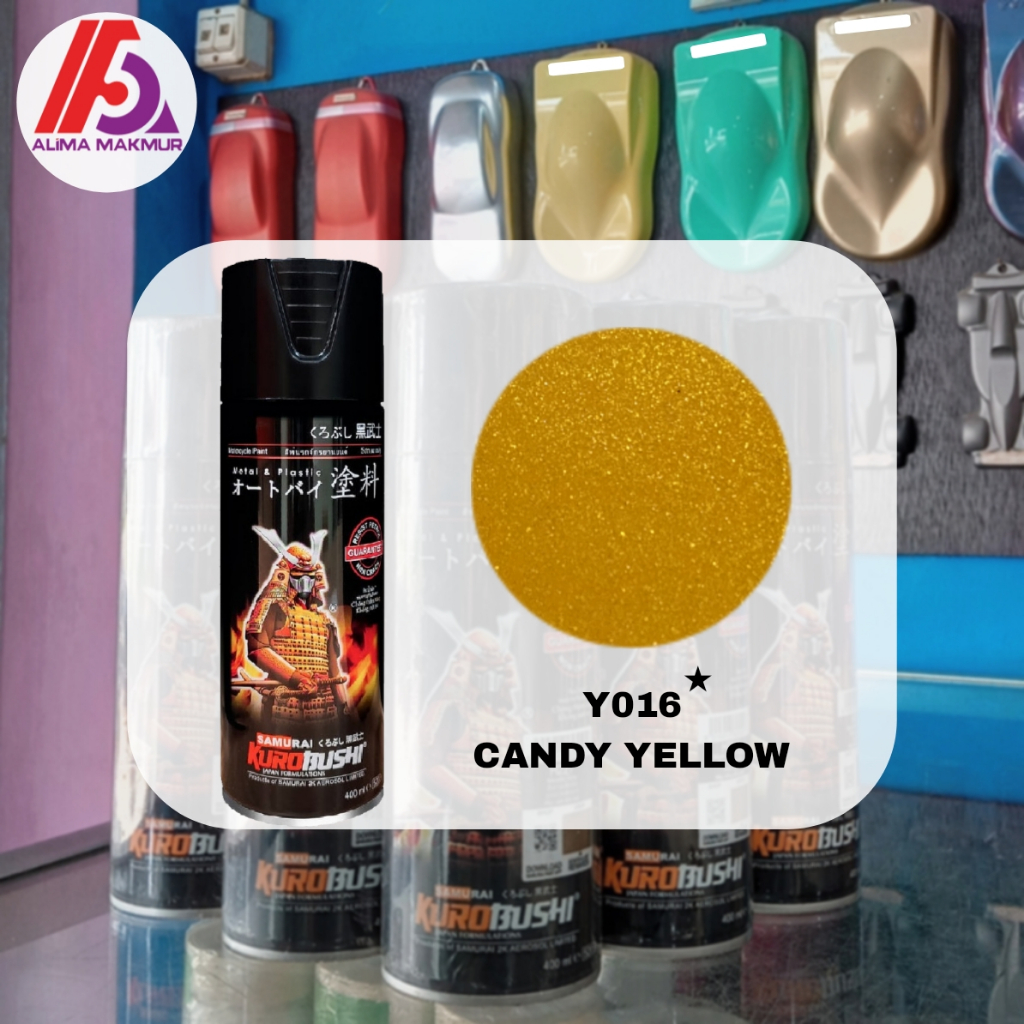 Samurai Y016 Candy Yellow 400ml / Pilok Kuning Candy / Cat Semprot Candy Kuning / CAndy Yellow