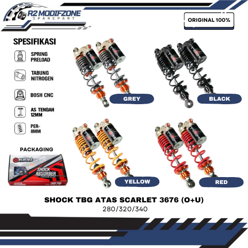 Shock Tabung Atas 3676 Ukuran { 280mm, 320mm, 340mm } (O+U) "Original Scarlet"