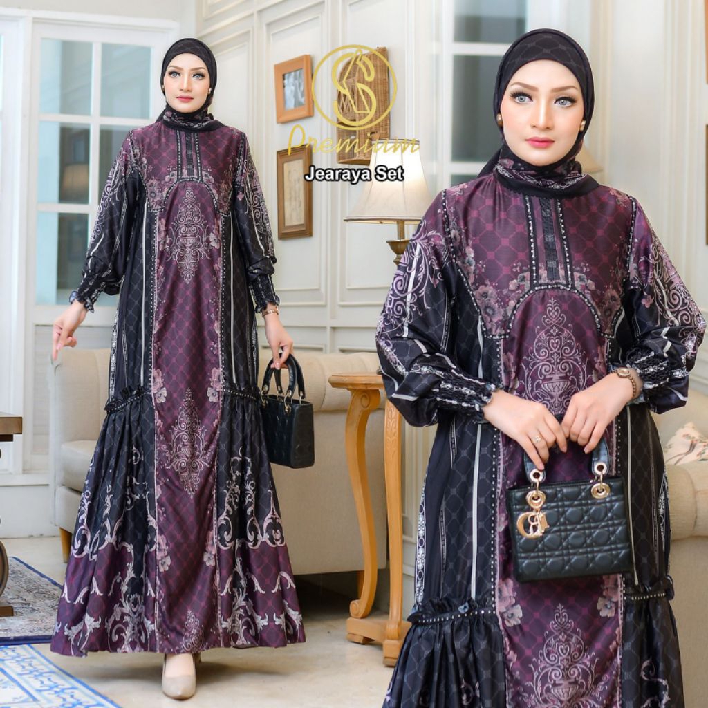 JEARAYA SET HIJAB BY ALMEYRA ABAYA ARMANI SILK MOTIF