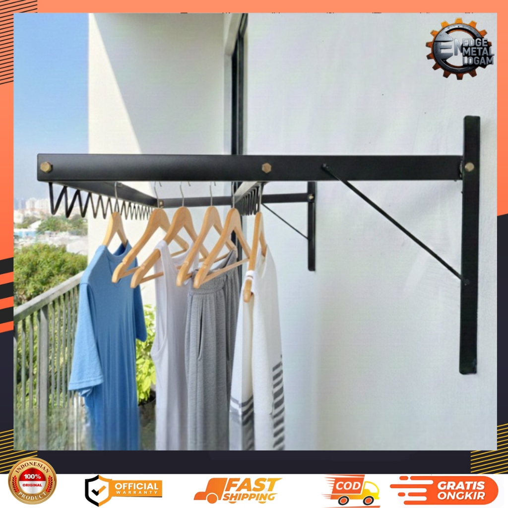 Jemuran Lipat Dinding Double – Rak Jemuran Baju Gantung Hemat Tempat