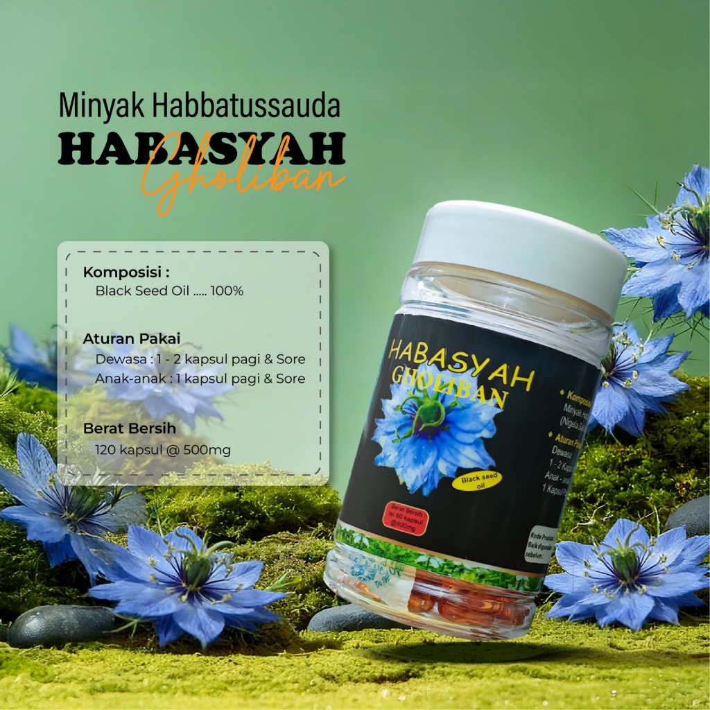 Kapsul Minyak Habbatussauda Habasyah Gholiban isi 60 Kapsul
