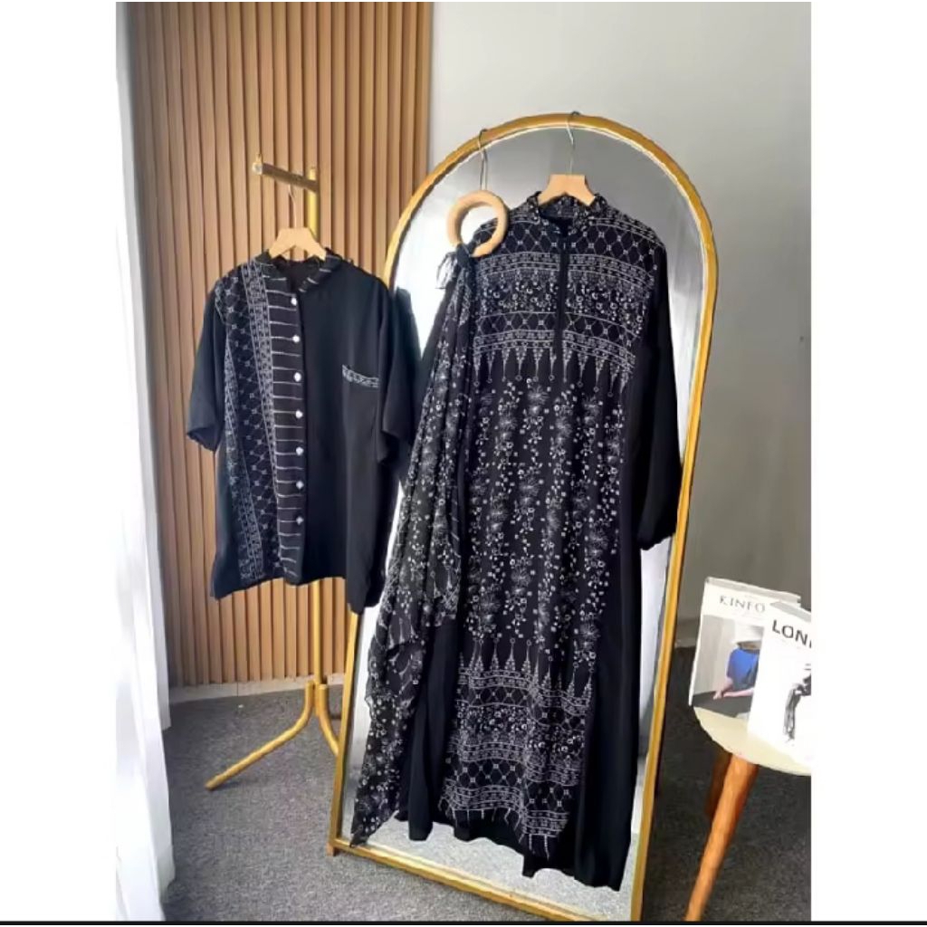 GAMIS COUPLE//GAMISCOUPLEPASANGAN BAHAN CRINKLE MIX CERUTI//FREE HIJAB//COUPLEGAMISPREMIUM