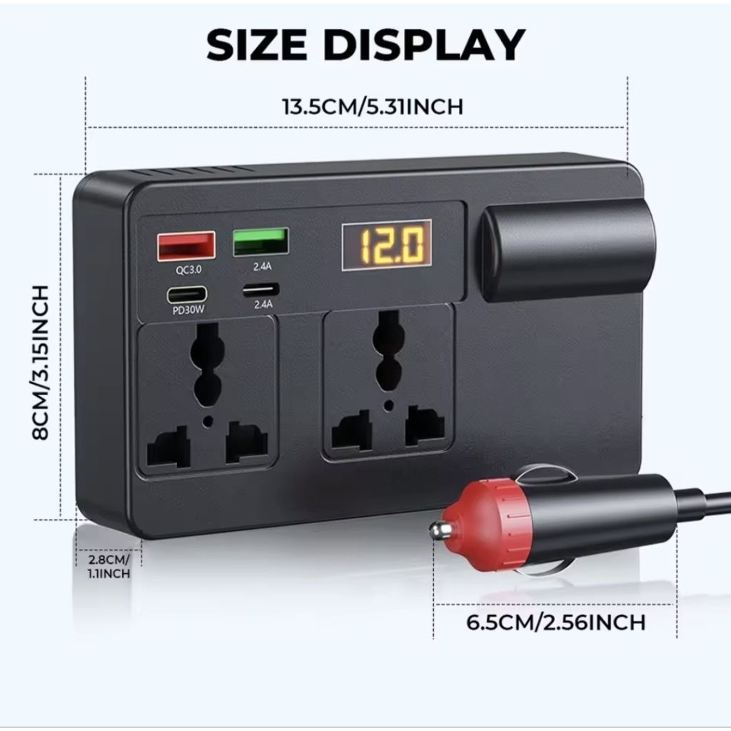 Car Power Inverter 200W Socket Lighter Inverter Mobil USB Fast Charging C11