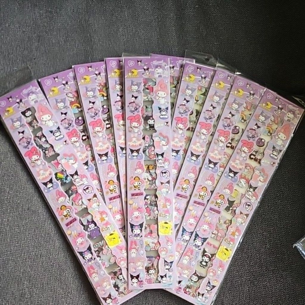 Stiker panjang Kuromi warna ungu @1pack isi 14 lembar