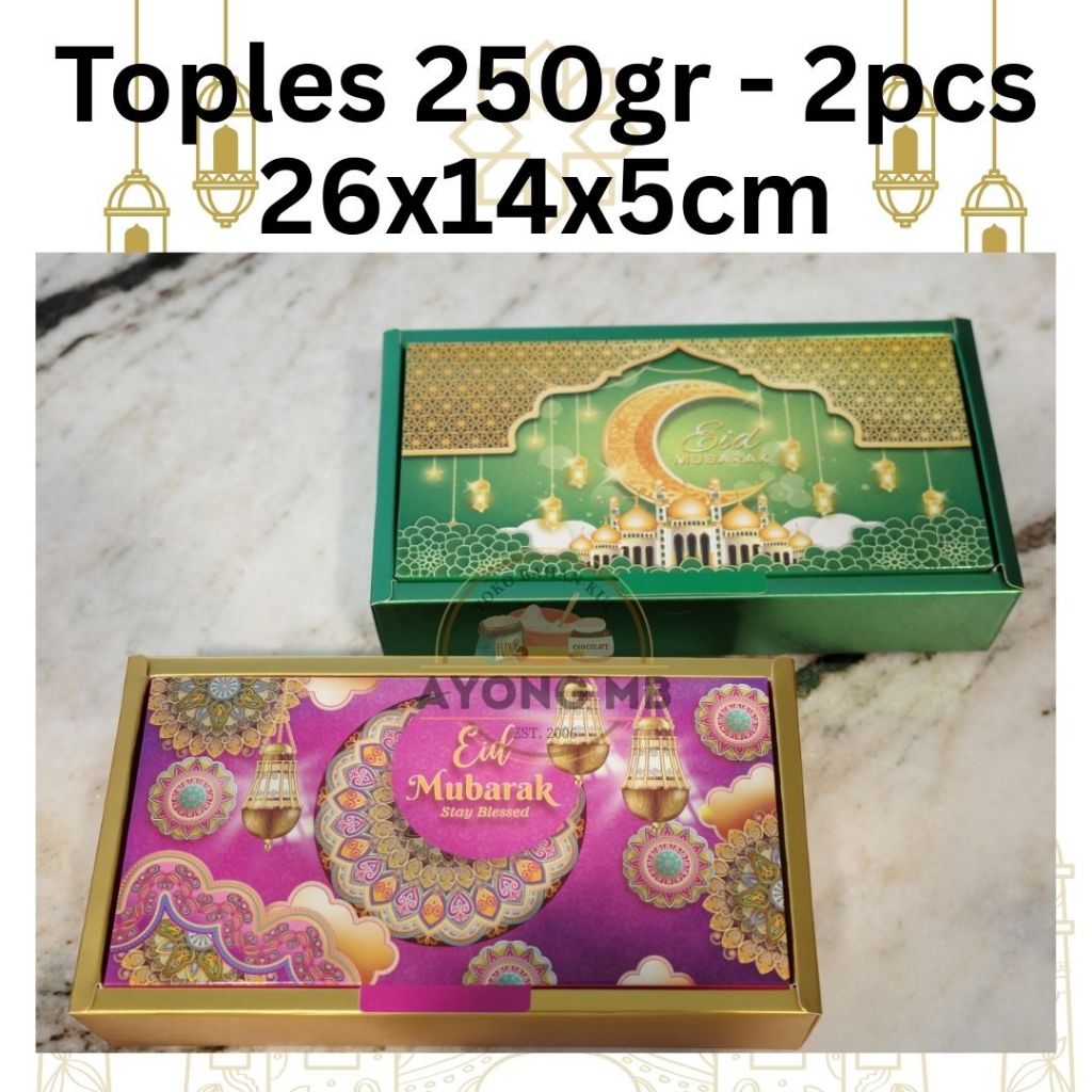 BOX HAMPERS LEBARAN UNTUK TOPLES 250GR 2 PCS / DUS HAMPERS LEBARAN / KOTAK KUE