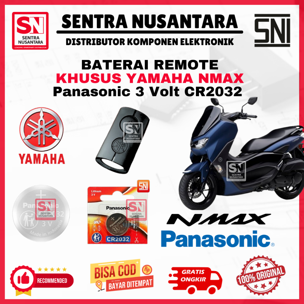 BATERAI REMOTE YAMAHA NMAX ORIGINAL PANASONIC CR2032 | BATTERY REMOTE NMAX YAMAHA KUALITAS BAGUS| BA