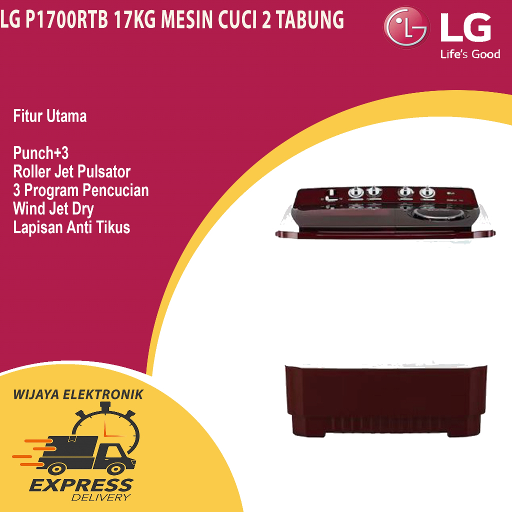 LG P1700RTB 16kg Mesin Cuci 2 Tabung