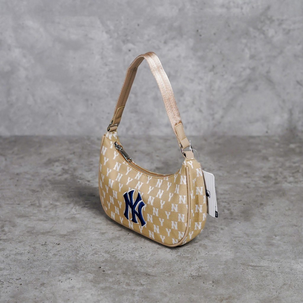Tas MLB NY MONOGRAM NAVY BEIGE HOBO BAG SS22 100% ORIGINAL
