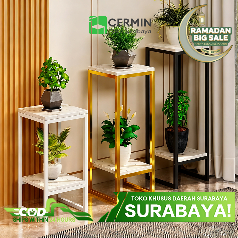 Pengiriman Dari Surabaya---Rak Bunga 2 Susun Rak Taman Tanaman Pot Holder Standing Planter Rak Rak S