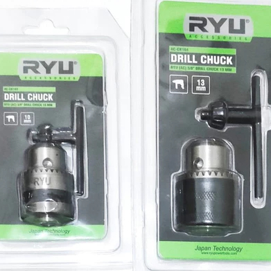 Ryu 3/8" Drill Chuck - Kepala Chuck Bor 10mm & 13mm + Kunci Pemutar
