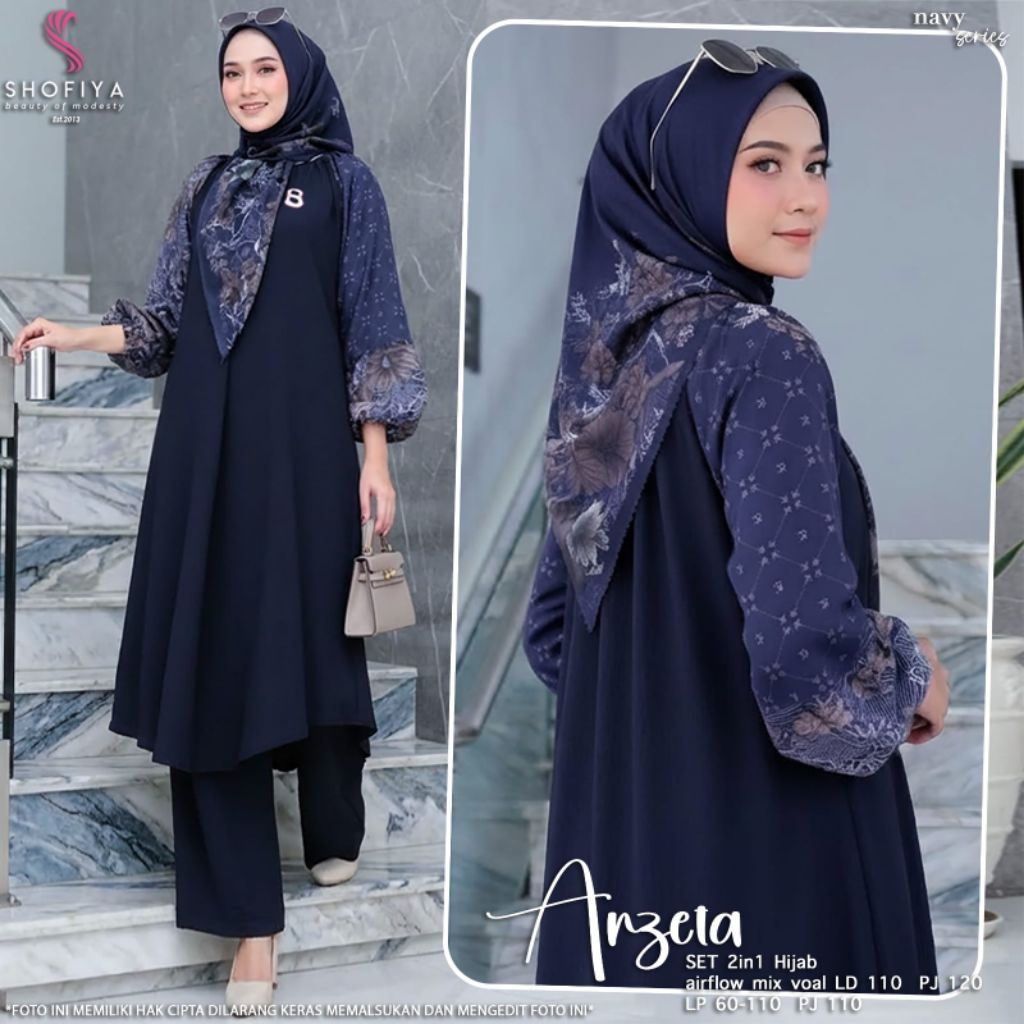 (NEW) SETELAN WANITA FASHION MUSLIM //KEMUNING  - ARZETA SET HIJAB LD-110 & LD-120 BY SHOFIYA