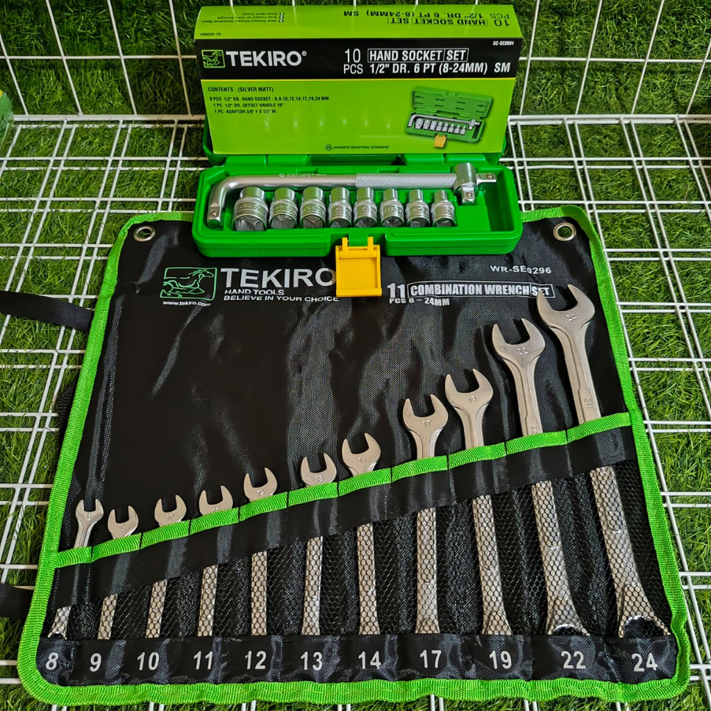 TEKIRO Kunci Shock Sock Sok Set 10pcs 8-24mm + Kunci Ring Pas Set 11pcs 8-24mm / Paket Kunci 1 Set L
