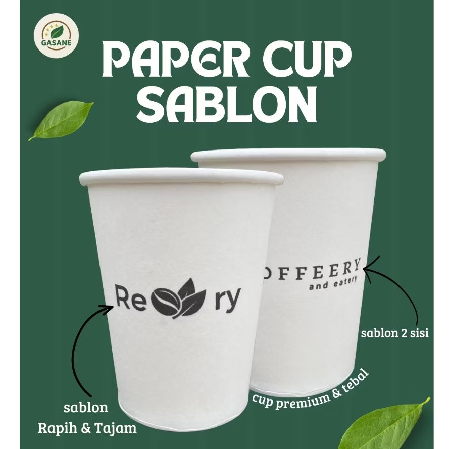 Sablon Paper Cup 8 oz & 12 oz - 1 Warna