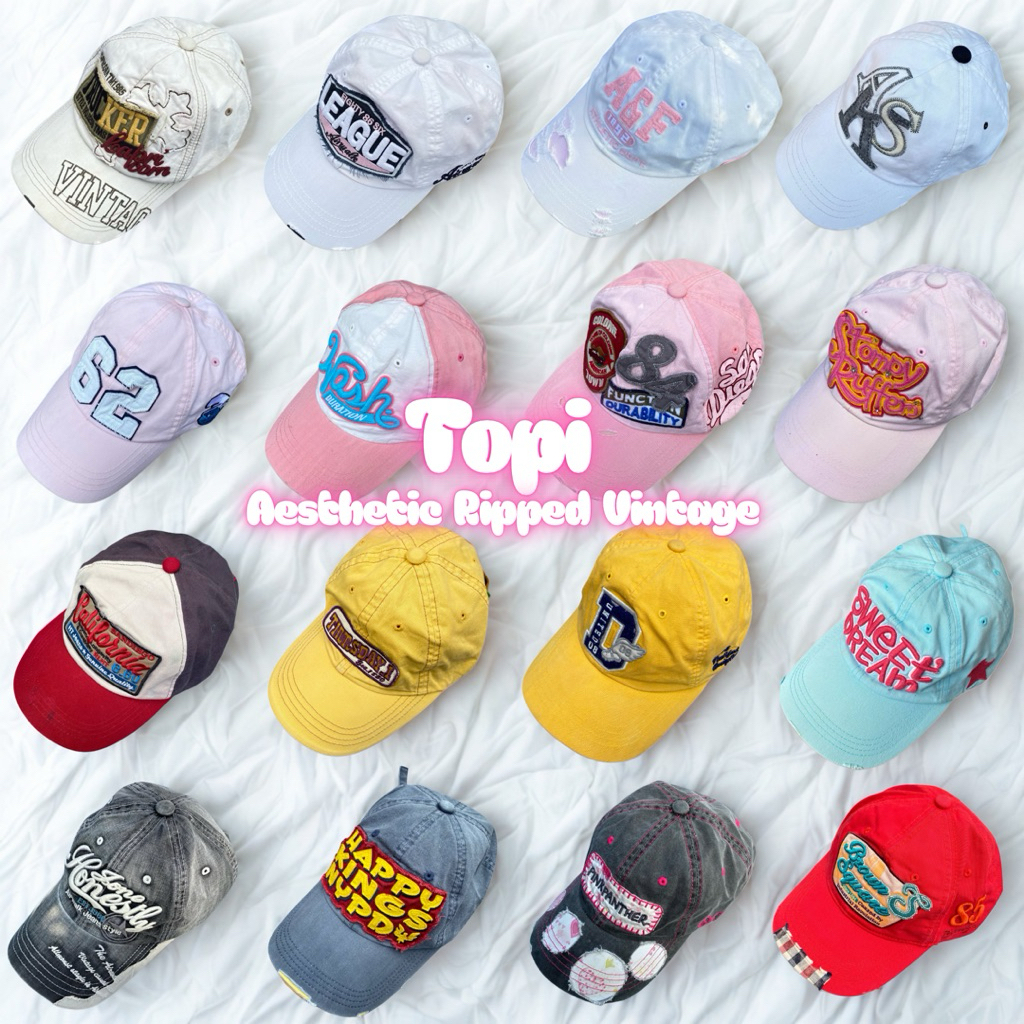 TOPI RIPPED | TOPI VINTAGE | TOPI Y2K | TOPI AESTHETIC | TOPI BORDIR