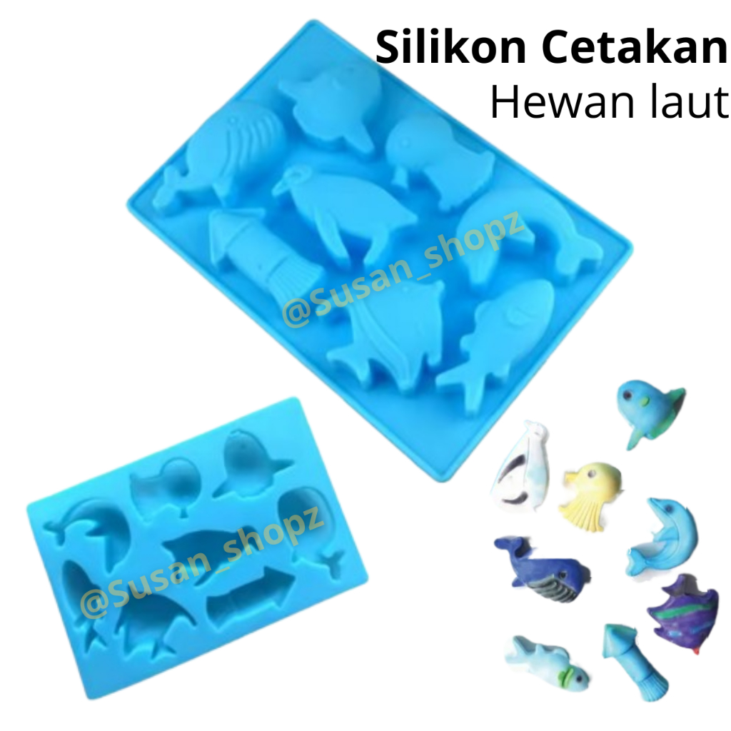Cetakan Silikon Karakter Hewan Laut Jelly Puding Es Gypsum DIY Cetak Makanan Food Grade
