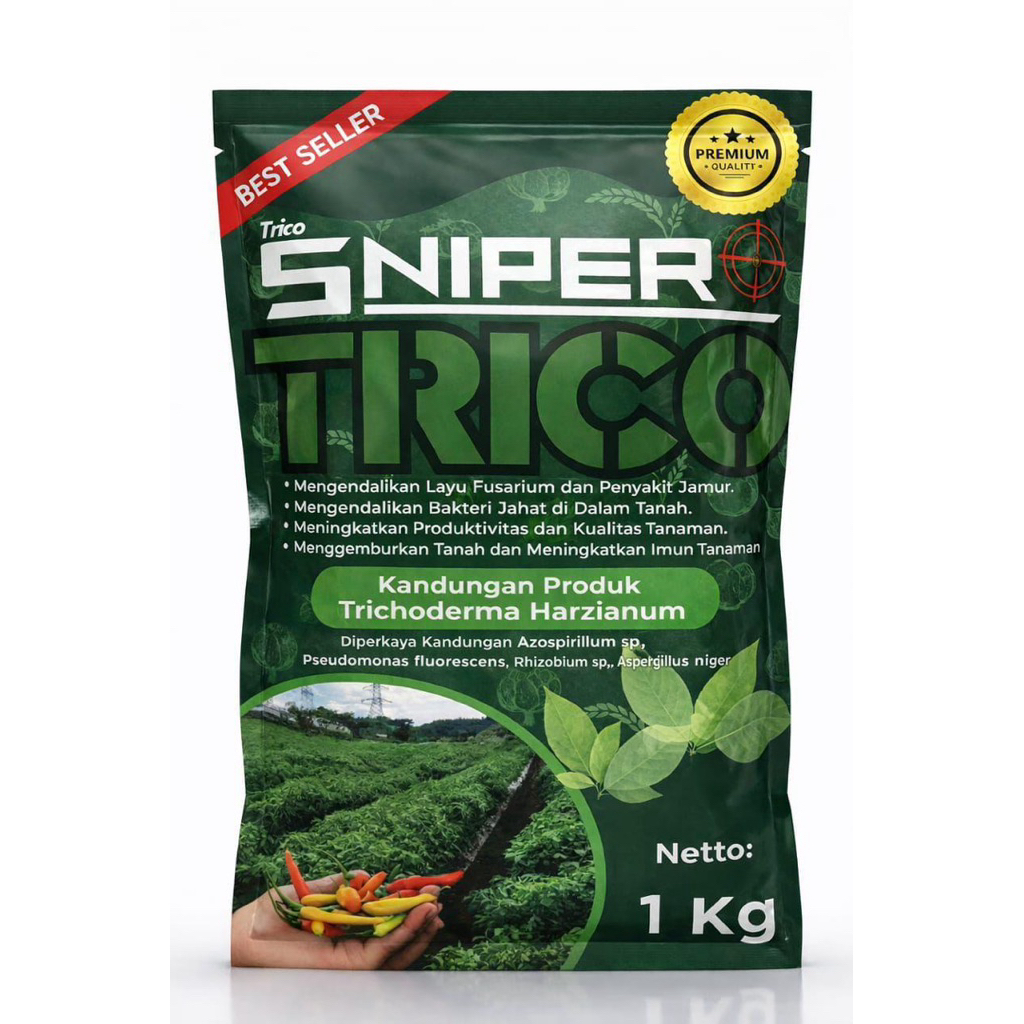 Tricosniper 1kg – Trichoderma Harzianum + PGPR (Pengendali Layu Fusarium, Busuk Batang dan Antraknos