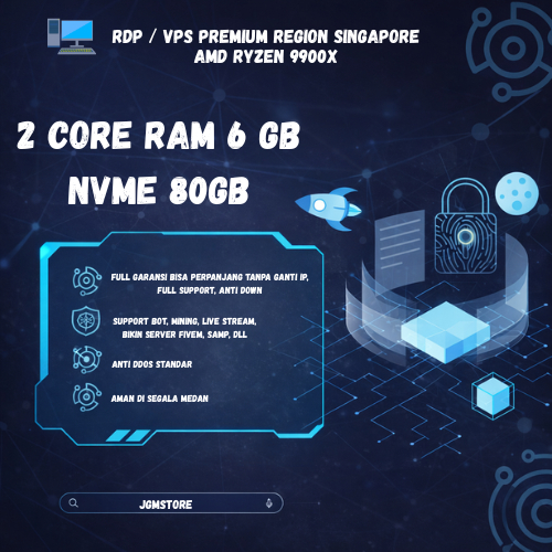RDP VPS, Region Singapore, Ryzen 9900X, Anti Suspend, Perpanjangan Bergaransi