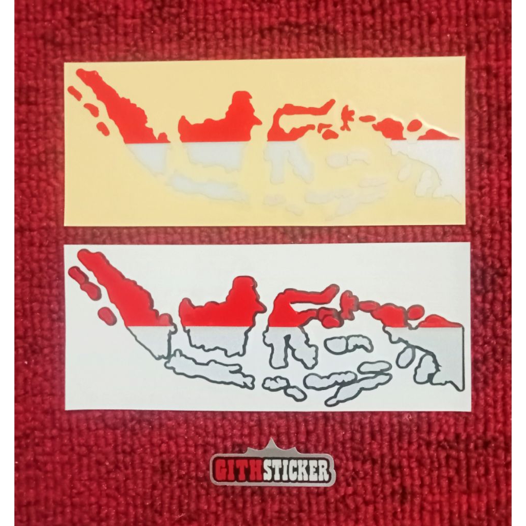 Sticker Stiker Pulau Indonesia Merah Putih Cutting Motor Mobil Helm